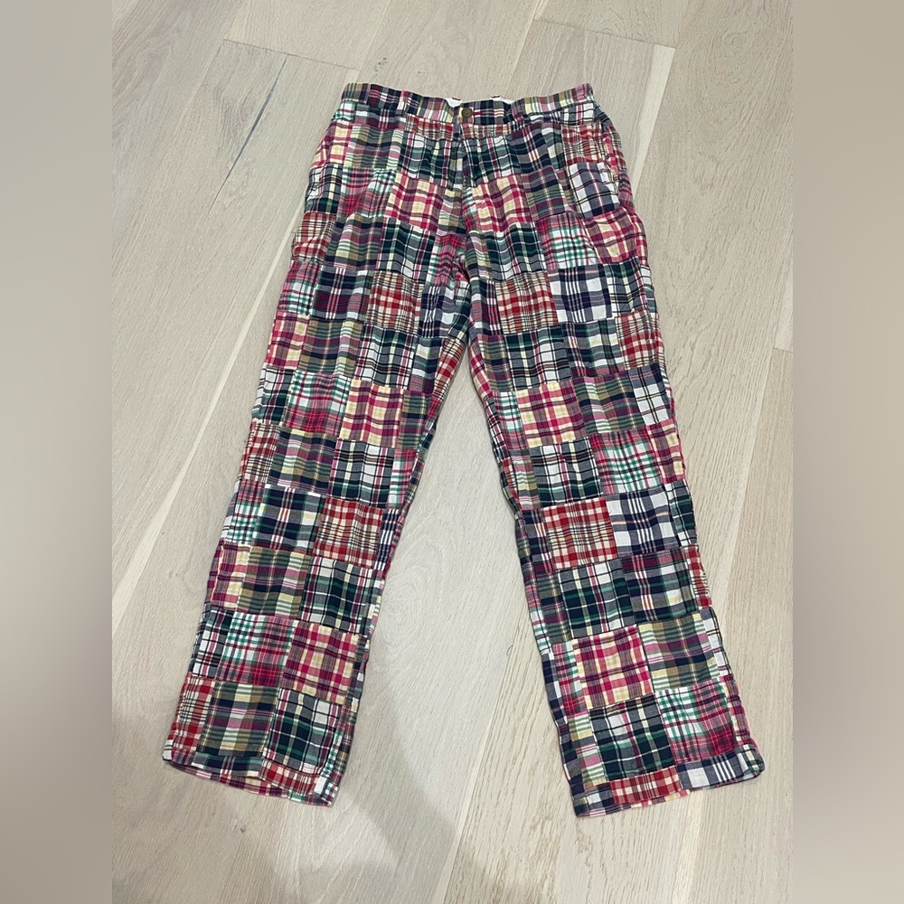 J.Crew Patchwork Madras Plaid Pants 34x32 Multicolor Golf Vintage 100% Cotton